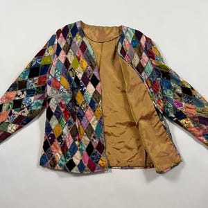 70s Rainbow Crazy Quilt Jacket / Vintage 1960s 1970s Ooak Multi 
