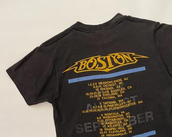 Vintage 1987 Boston US Tour UFO Paper Thin off Black T Shirt S/M