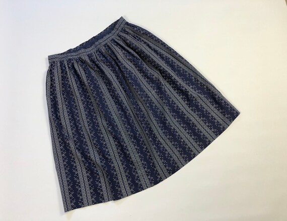 Vintage 1970's Blue Calico Full Skirt Antique Prai