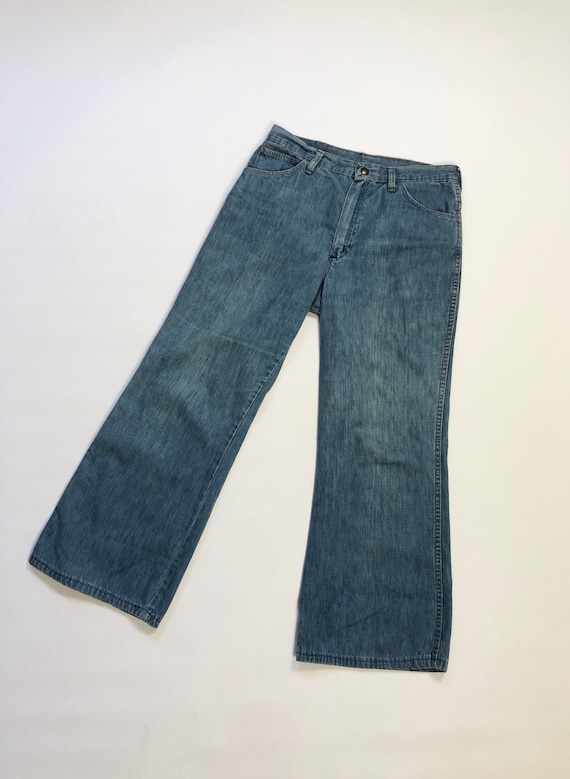 32 x 27 Vintage 1970s Wranglers Wide Leg Denim Pa… - image 1