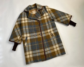 Vintage 1970's Bemidji Woolen Mills Winter Plaid Pea Coat M