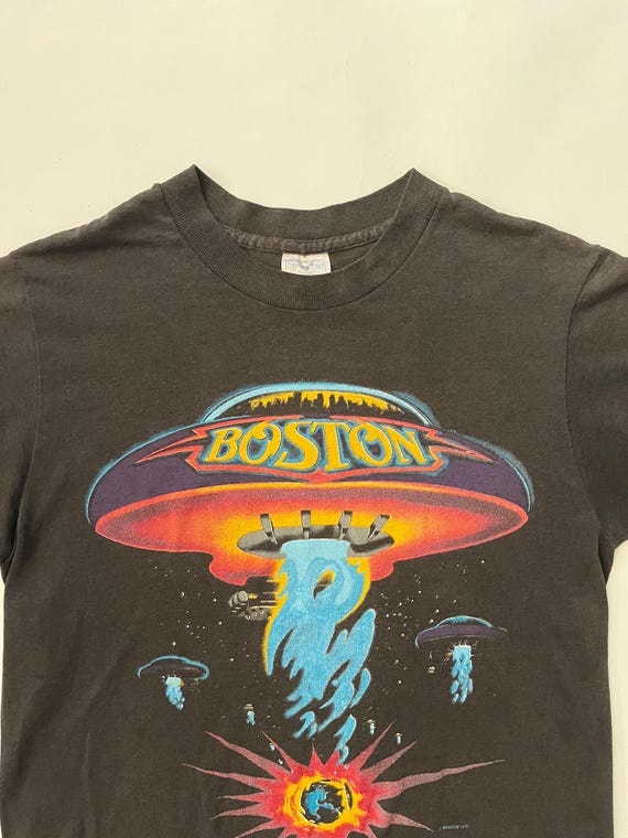 Vintage 1987 Boston US Tour UFO Paper Thin off Black T Shirt S/M