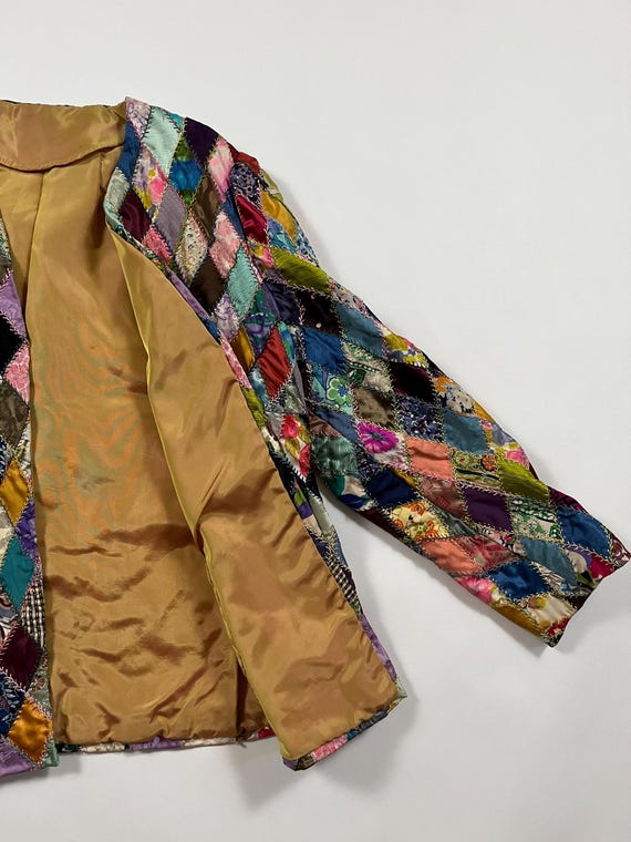 Vintage 1960's Patchwork Jacket Antique Crazy Qui… - image 9