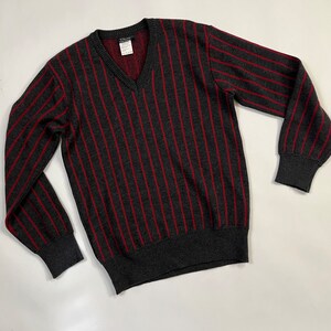 Vintage Y's for Men Yohji Yamamoto V-neck Gray & Red Striped Wool