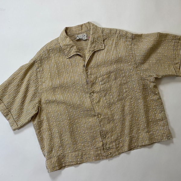 Vintage 1950 Eric Salm Store para hombres Chicago tejido un bolsillo recortado Rockabilly camisa XL