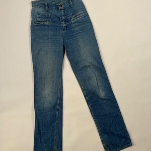 27 x 34 Vintage 1970's Distressed & Faded Cheap Jeans Denim Wide Leg Pants image 2