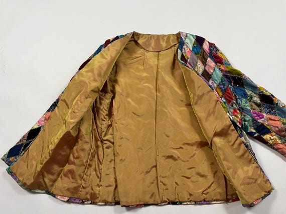 Vintage 1960's Patchwork Jacket Antique Crazy Qui… - image 4