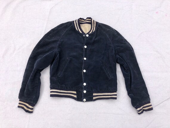 Vintage 1950s Blue Corduroy Reversible Distressed