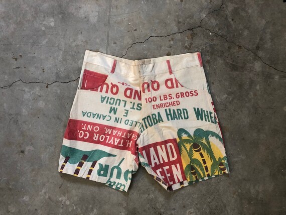 Antique Vintage 1950s Feedsack Tourist Shorts 36 /