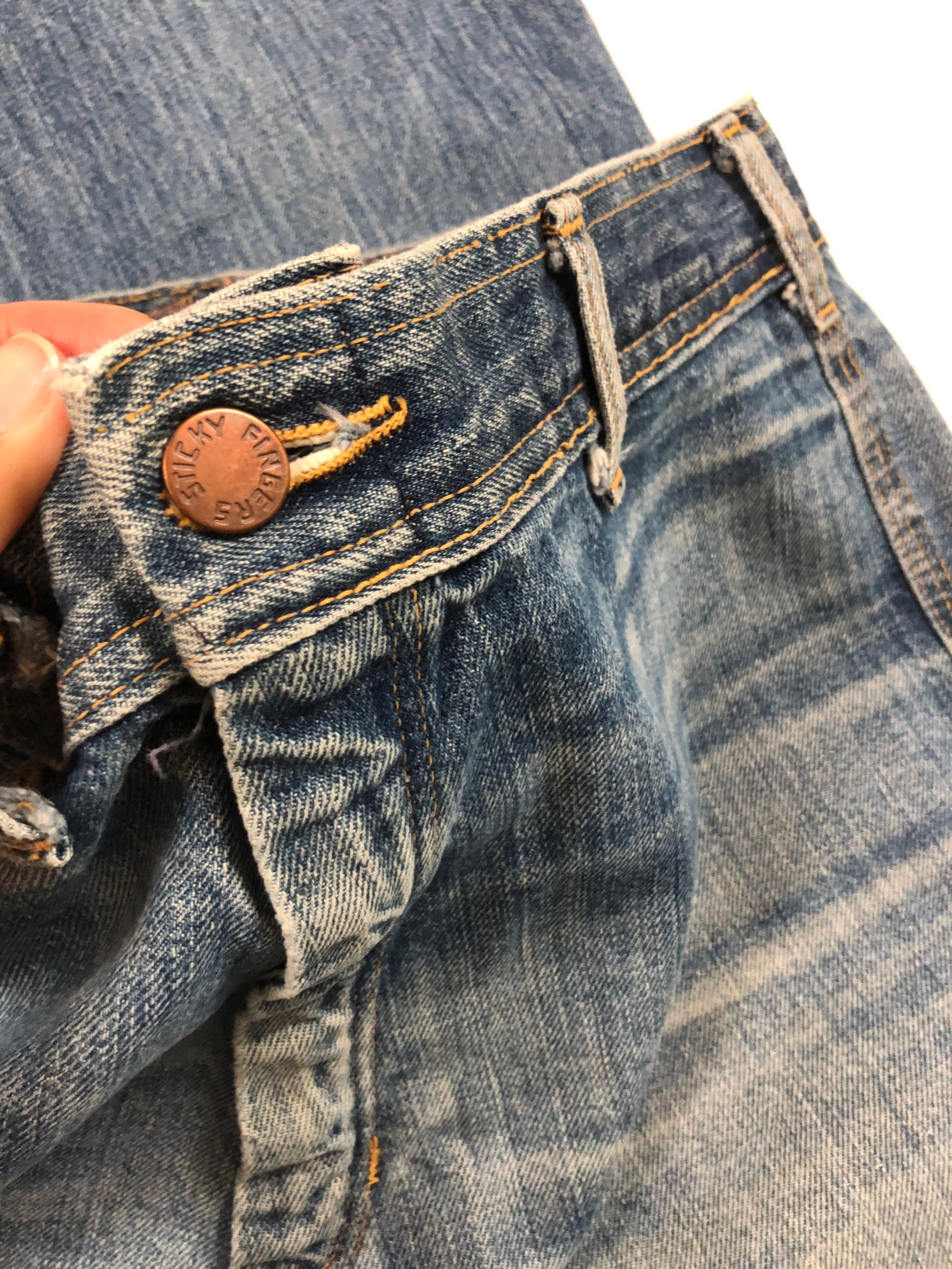 29 X 26 Vintage 1970's Sticky Fingers Denim Wide Leg Pants