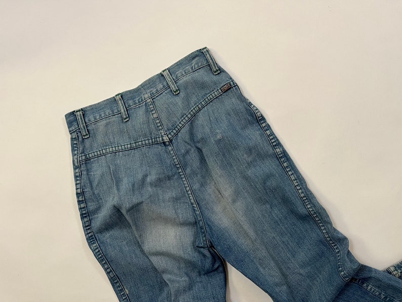 27 x 34 Vintage 1970's Distressed & Faded Cheap Jeans Denim Wide Leg Pants image 9