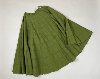 Vintage 1950's Modern Jr Gale & Gale Green Windowpane Cotton Circle Swing Skirt 24"