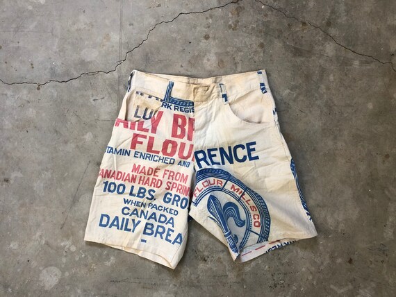 Vintage Antique 1950s Feedsack Shorts 28 / 29