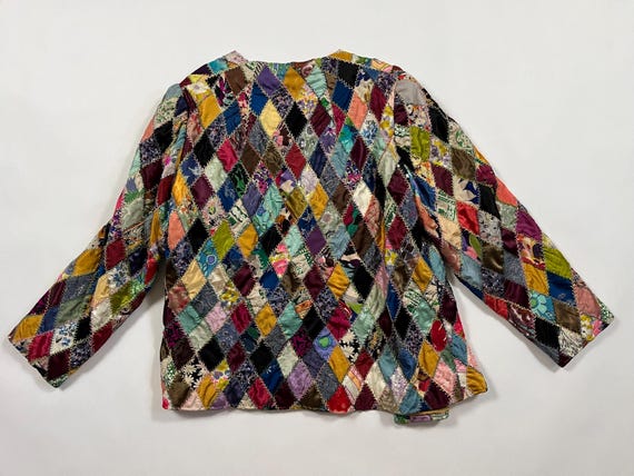 Vintage 1960's Patchwork Jacket Antique Crazy Qui… - image 3