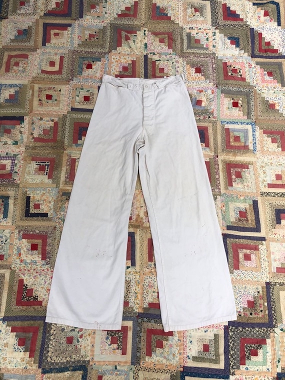 30x30 Vintage 40s White Cotton Wide Leg Sailor Pan