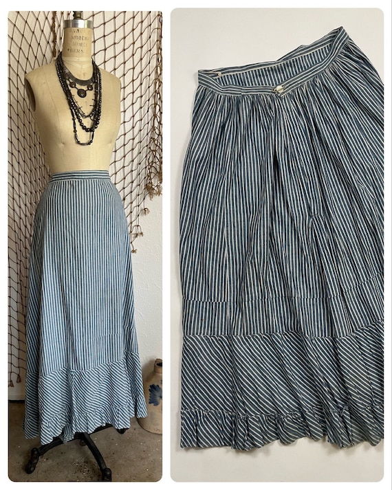 Antique Early 1900's Chambray Striped Edwardian Pr