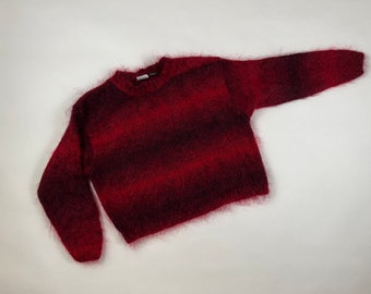 THE BEST 1990's Vintage Red & Black Mohair Wool Cropped Gothic Sweater M/L