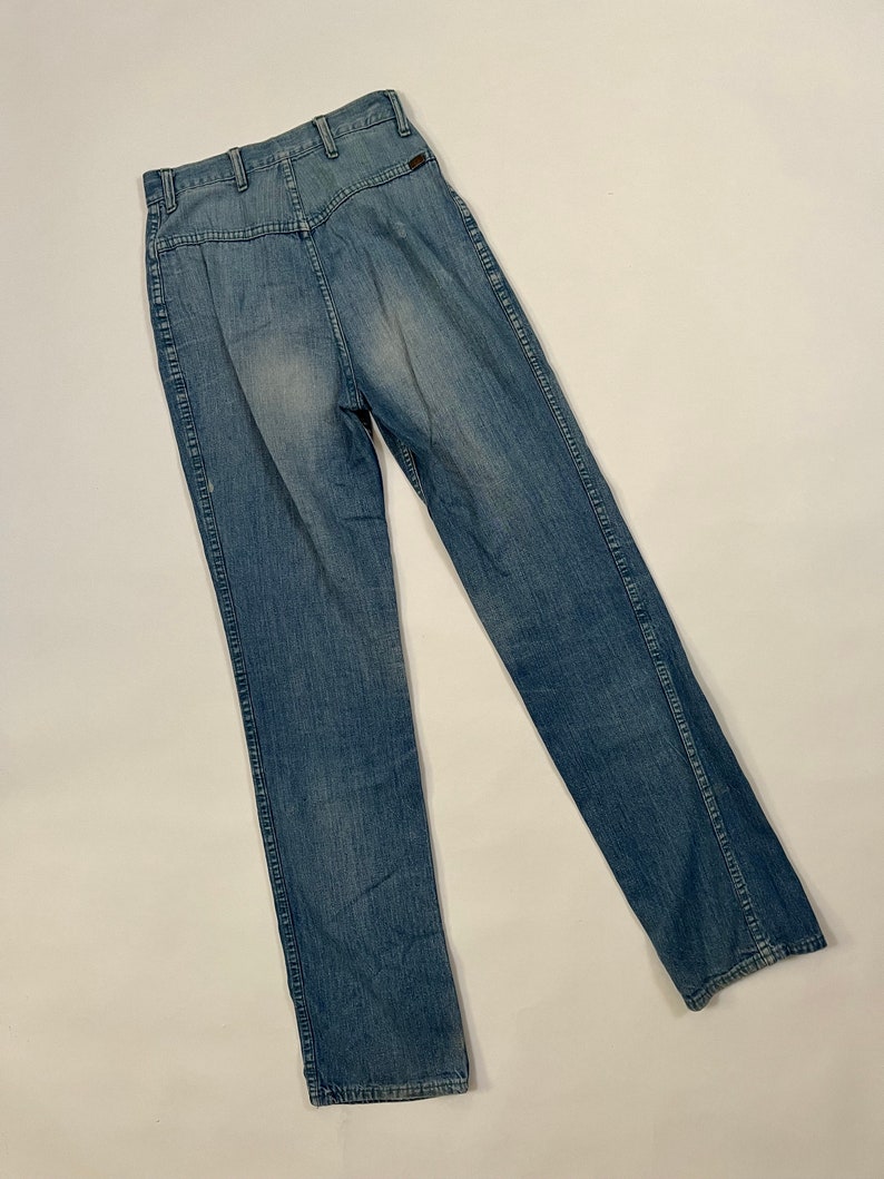 27 x 34 Vintage 1970's Distressed & Faded Cheap Jeans Denim Wide Leg Pants image 7