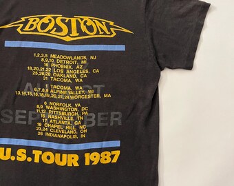 Vintage 1987 Boston US Tour UFO Paper Thin off Black T Shirt S/M