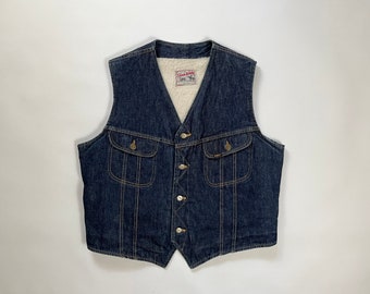 Vintage Lee Storm Rider Denim Vest: 70s Western Sherpa Lined, Made