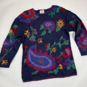 Vintage 90&#39;s Rosanna Mohair Knitted by Hand Pullover Oversized Sweater L