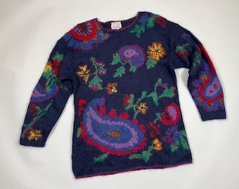 Vintage 90's Rosanna Mohair Knitted by Hand Pullover Oversized Sweater L