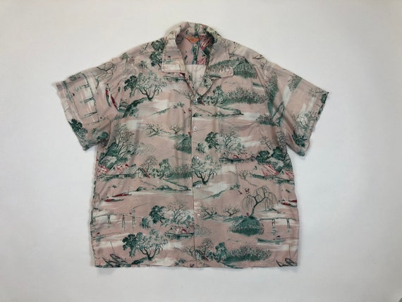 Vintage 1950s Rayon Novelty Print Aloha Hawaiian Shirt XL - Etsy