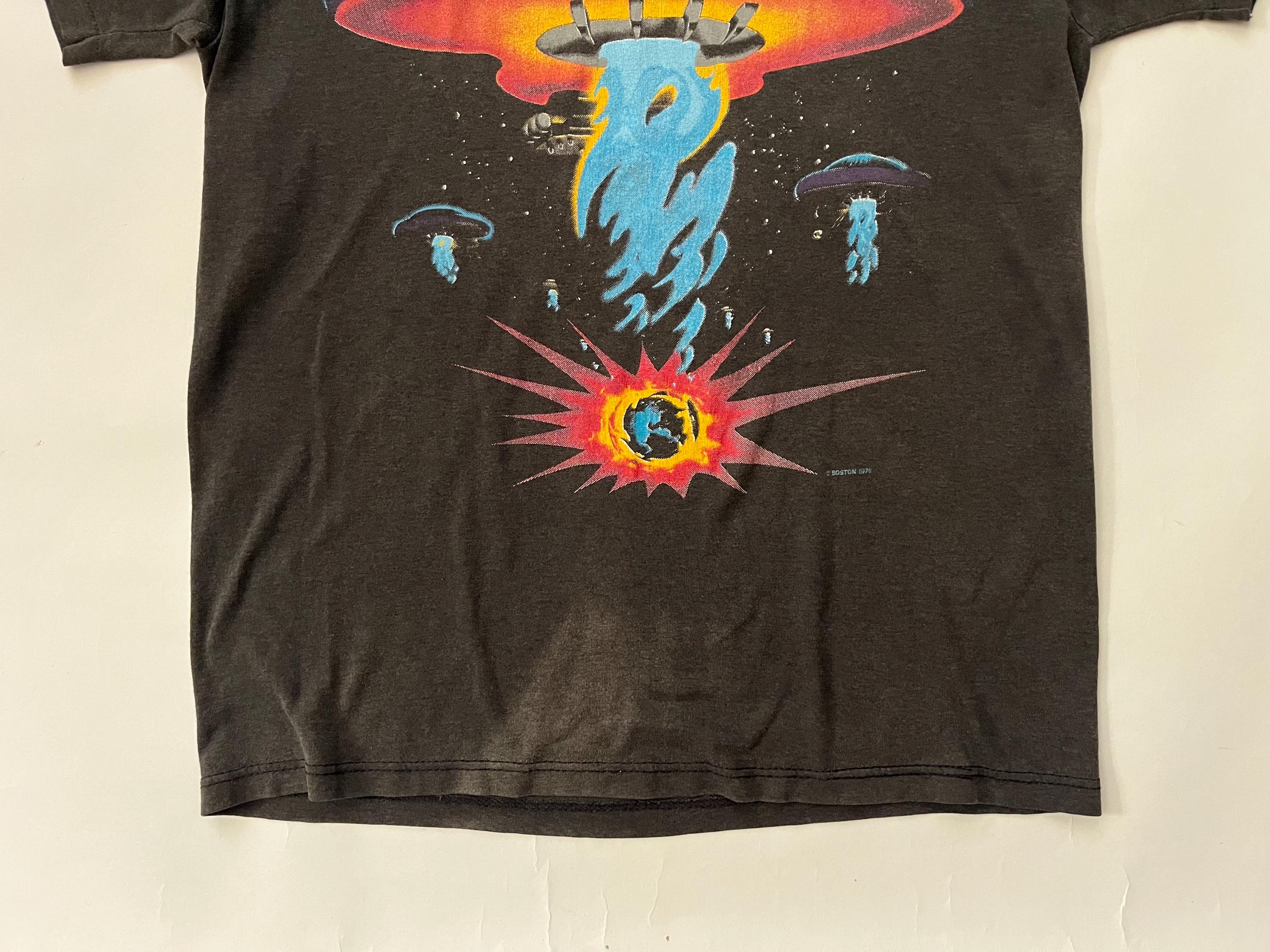 Vintage 1987 Boston US Tour UFO Paper Thin off Black T Shirt S/M 