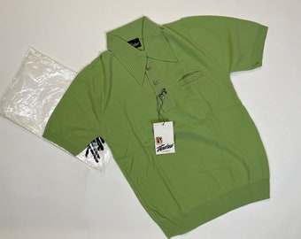 Vintage 1960's NOS Green Jockey Thorobred Dorado Nylon Collared Short Sleeve One Pocket Shirt S