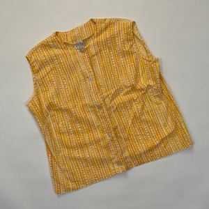 Vintage 1960&#39;s VERA scarf Orange Yellow & White Cotton Sleeveless Top Blouse