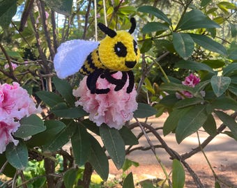 Crocheted Bee Toy, Funny Knitted Insect, 8-Inch  Animal