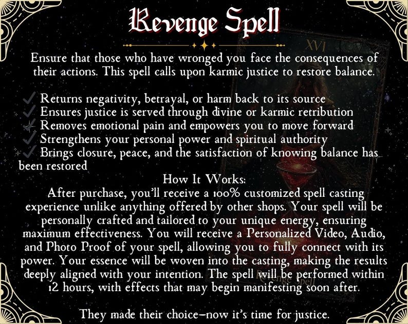 Revenge Ritual Instant Karma & Payback Ritual – Revenge and Regret Casting, Karmic ...