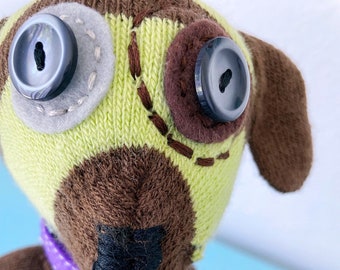 Handmade Doggie Stuffie, Glove Dog Doll, Doggy Plushie, Stuffed Animal, Art Doll, Home Decor, Desk Decor, Shelfie, Dog Lover Gift, DIESEL