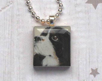 Dog Art Scrabble Necklace, Scrabble Tile Pendant, Upcycled Game Piece, Wood Tile Charm, Cavalier King Charles Spaniel Gift, Dog Lover