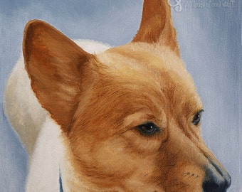 Welsh Corgi Art, Dog Art Print, Corgi Fine Art Giclee, Pet Portrait, Home Decor Wall Art, Dog Lover Gift, The Queen's Dog, Dog Face
