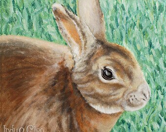 Brown Bunny Art Print, Rex Rabbit Portrait, Kids Animal Art, Bunny Wall Art, Animal Home Decor, Bunny Rabbit Illustration, Bunny Lover Gift