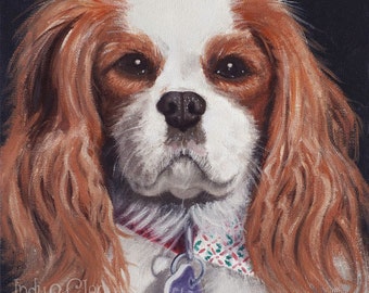 Dog Art Print, Cavalier King Charles Spaniel Art, Blenheim Cavalier Print, Pet Portrait, Home Decor Wall Art, Dog Lover Gift, Cleo the Cav