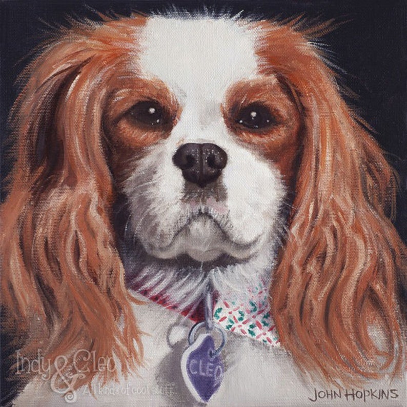 Dog Art Print, Cavalier King Charles Spaniel Art, Blenheim Cavalier Print, Pet Portrait, Home Decor Wall Art, Dog Lover Gift, Cleo the Cav image 1