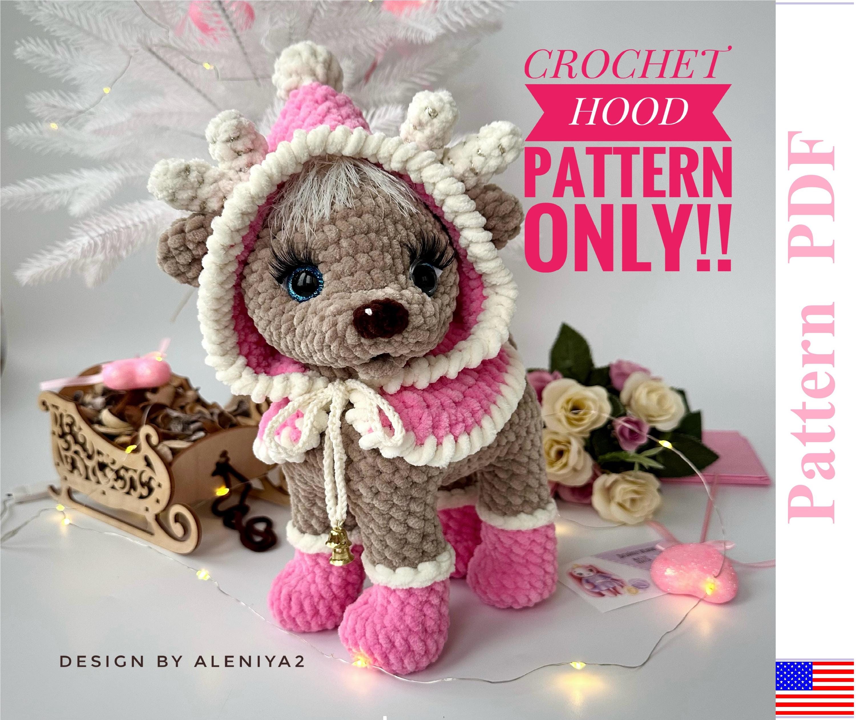 40 Reindeer Crochet Patterns: Add Homemade Warmth to Your Holiday Decor 35 Crochet hood for reindeer Rudolph Accessory Aleniya2