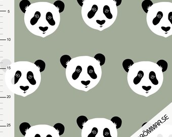 Bobby Sage panda bear Organic Cotton Knit fabric, European knit fabric, panda bears knit material