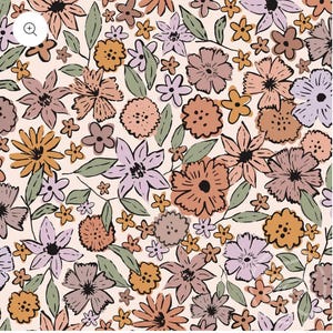 Bohemian vintage floral cotton jersey knit, FLoral knit fabric, cute floral fabric, ready to ship cute knit!