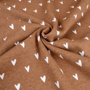Hearts ribbed sandstorm knit fabric, ribbed knit, Tygdrommar, hearts material, cute fabric