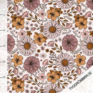 Alina Floral French Terry knit fabric, European organic cotton knit, Tygdrommar, Floral knit fabric
