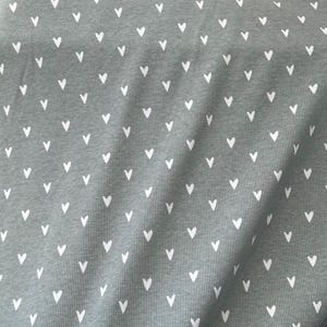 Hearts ribbed Sage knit fabric, ribbed knit, Tygdrommar, hearts material, cute fabric