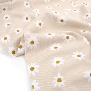 Daisy Ribbed Sand Knit fabric, Tygdrommar, daisy fabric, ribbed daisy fabric, European knit fabric,