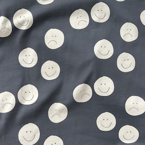 Smiley Licorice Jersey knit fabric, organic knit jersey , European knit fabric,  Knit fabric, beautiful high quality smiley knit fabric