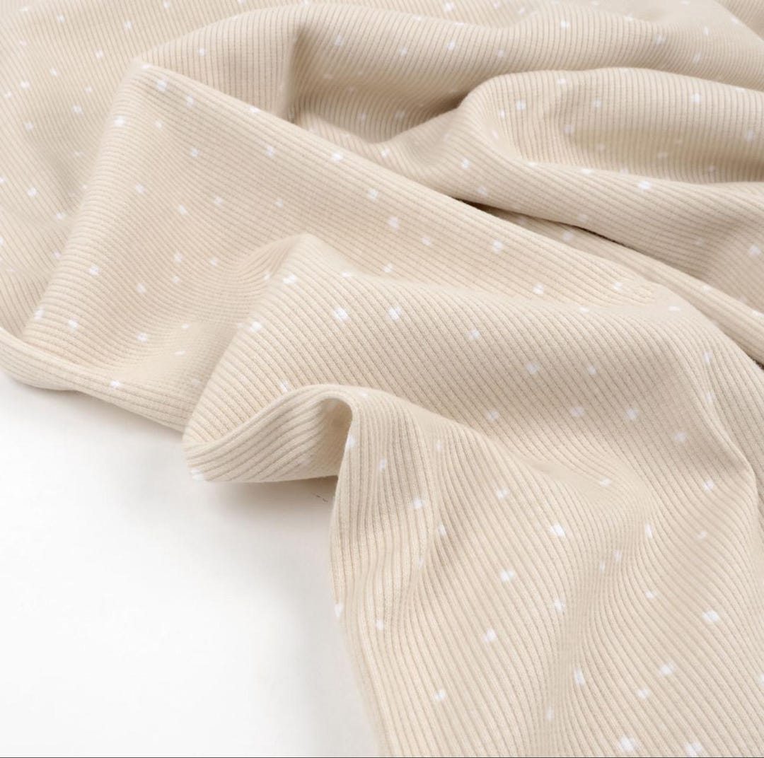 Mini Spots Ribbed- Sand Knit Fabric, Ribbed Knit, Tygdrommar, Polka Dot ...