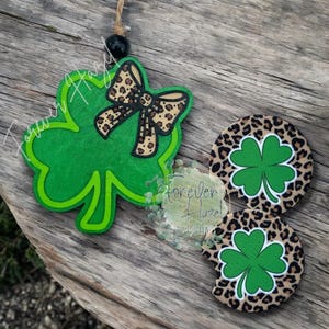 Cheetah Clover Freshie and Car Coasters: St Patrick’s Day Aroma Bead Air Freshener