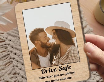 Clip personalizado para visera de coche con foto, marco de madera para conducir con seguridad. Regalo.