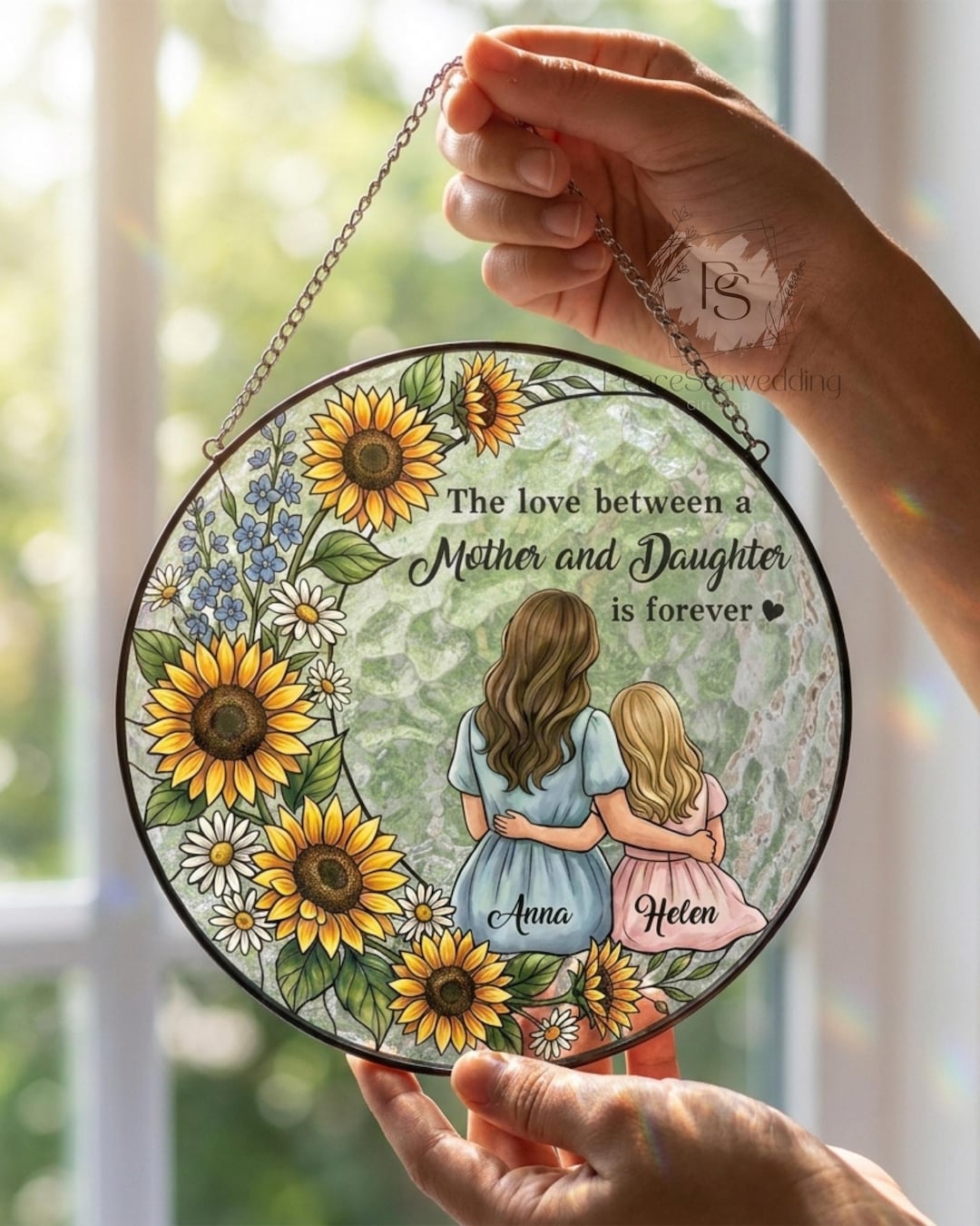 Custom Mother Daughter Sunflower Suncatcher, Personalized Mom Gift ...